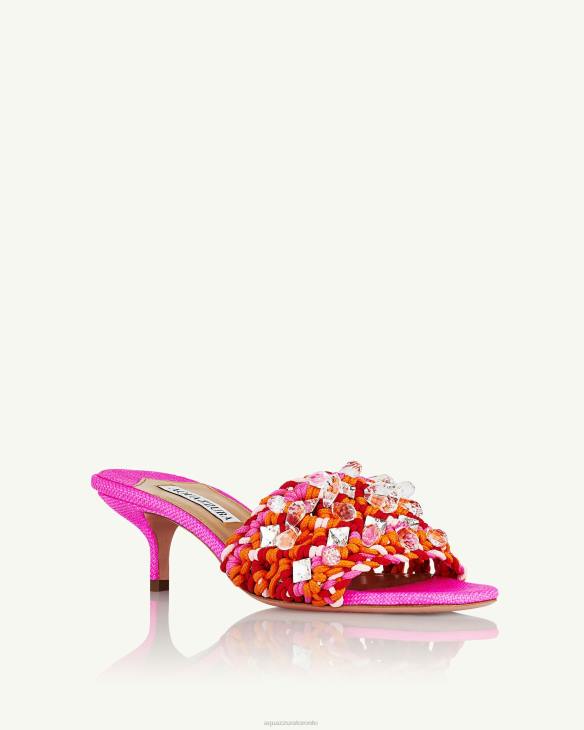 Aquazzura Crystal Cote Mule 50 FUCHSIA 8TLF139