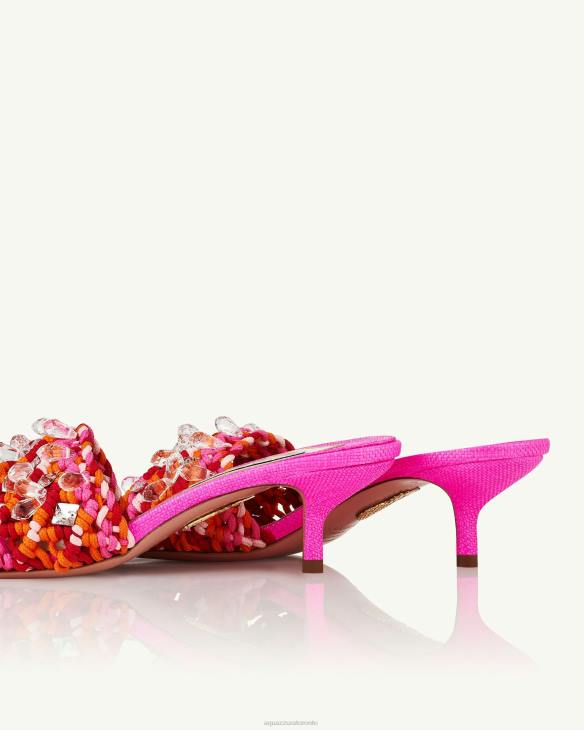 Aquazzura Crystal Cote Mule 50 FUCHSIA 8TLF139