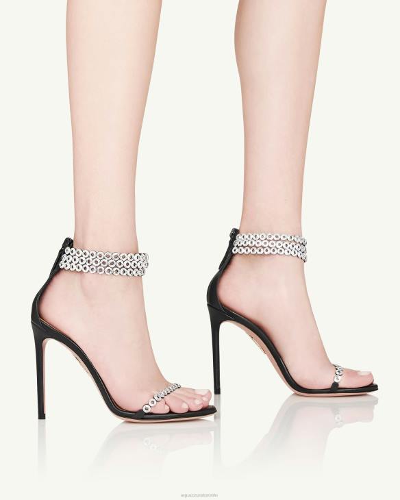 Aquazzura Forever Crystal Sandal 105 BLACK 8TLF33