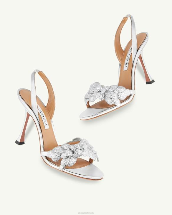 Aquazzura Galactic Flower Sandal 95 SILVER 8TLF118