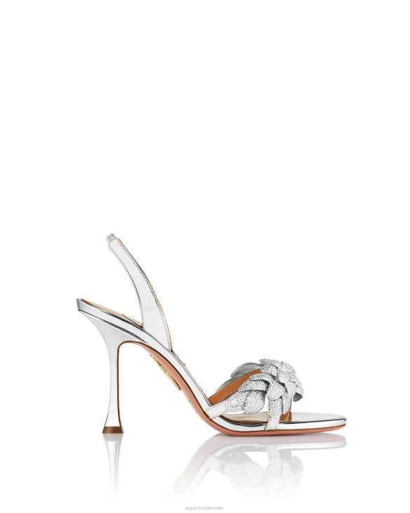 Aquazzura Galactic Flower Sandal 95 SILVER 8TLF118