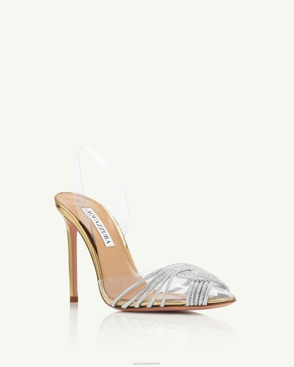 Aquazzura Gatsby Plexi Sling 105 GOLD 8TLF220