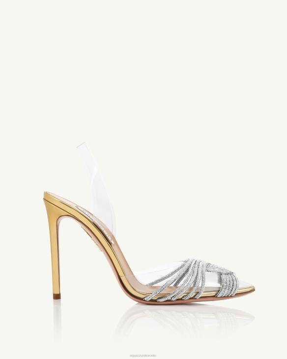 Aquazzura Gatsby Plexi Sling 105 GOLD 8TLF220