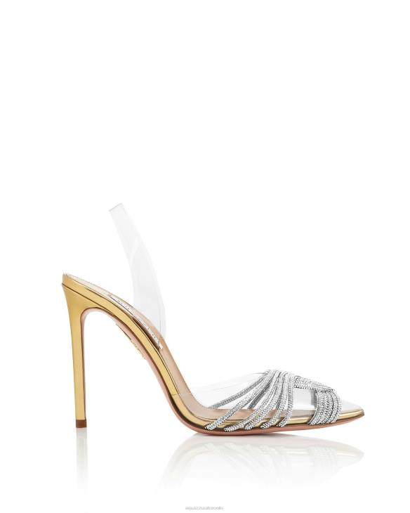 Aquazzura Gatsby Plexi Sling 105 GOLD 8TLF220