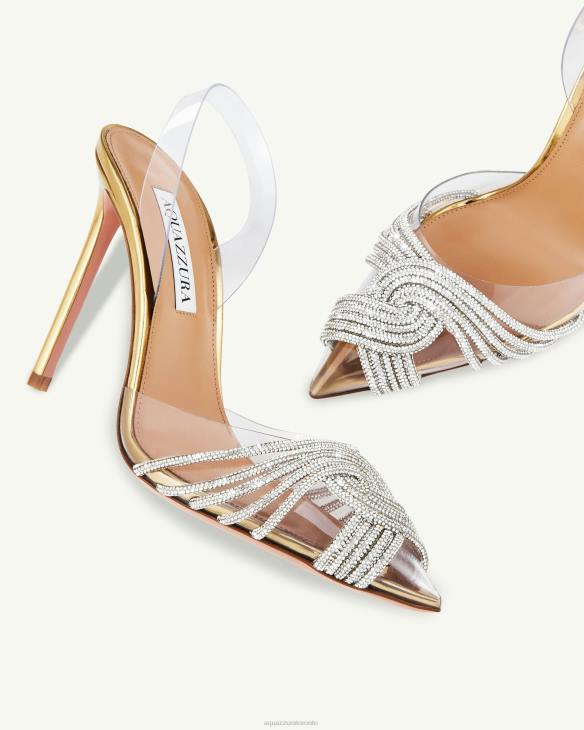 Aquazzura Gatsby Plexi Sling 105 GOLD 8TLF220