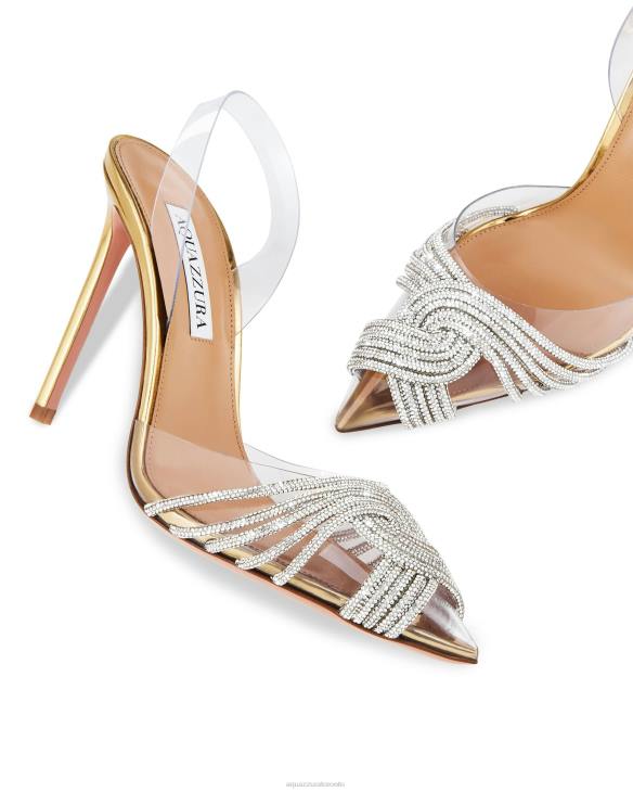 Aquazzura Gatsby Plexi Sling 105 GOLD 8TLF220