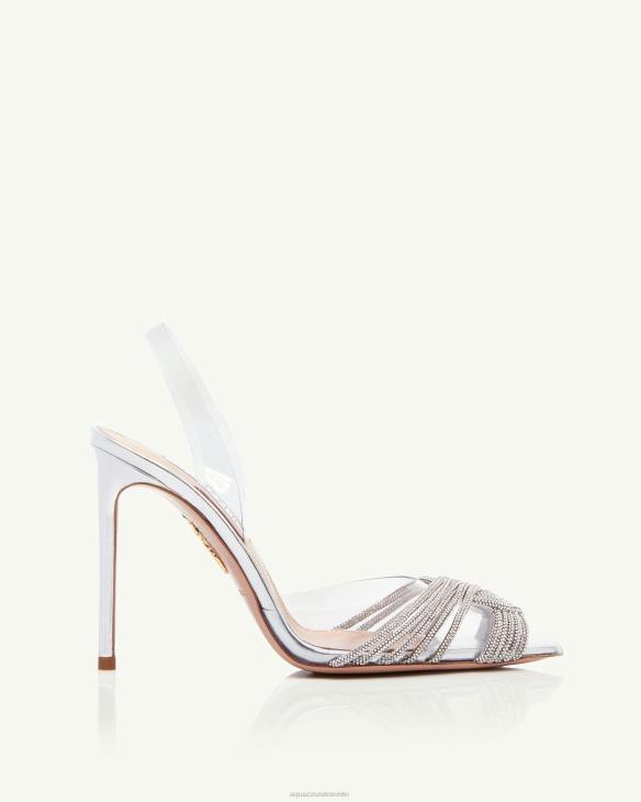 Aquazzura Gatsby Plexi Sling 105 SILVER 8TLF182