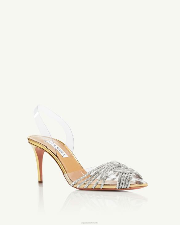 Aquazzura Gatsby Plexi Sling 75 GOLD 8TLF221