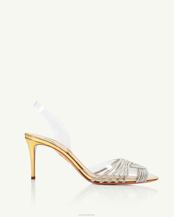 Aquazzura Gatsby Plexi Sling 75 GOLD 8TLF221