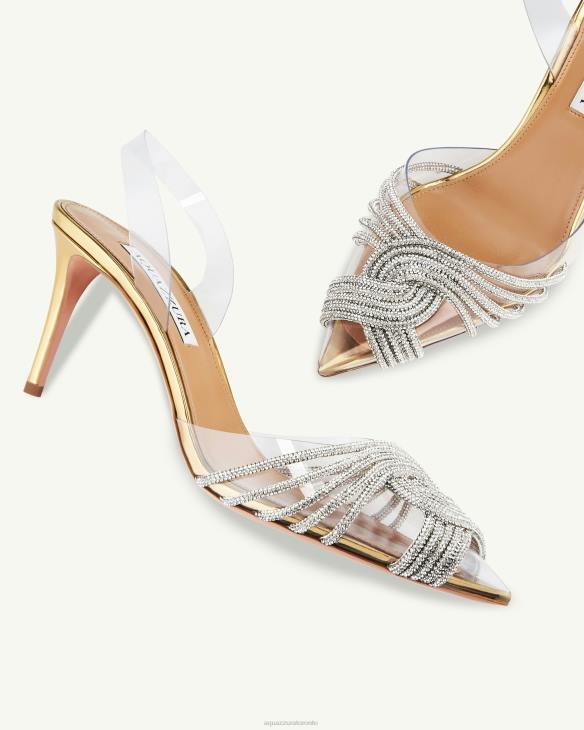 Aquazzura Gatsby Plexi Sling 75 GOLD 8TLF221