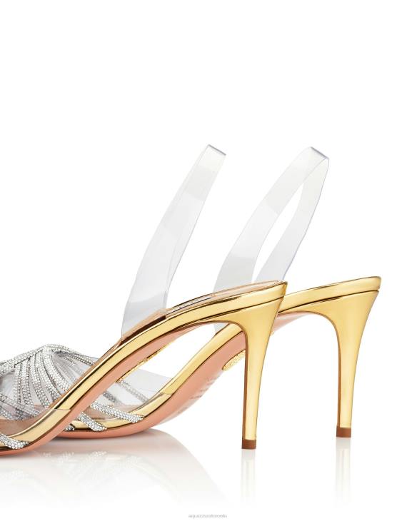 Aquazzura Gatsby Plexi Sling 75 GOLD 8TLF221