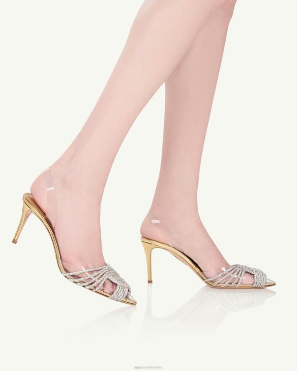 Aquazzura Gatsby Plexi Sling 75 GOLD 8TLF221