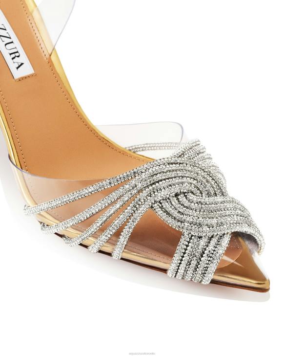 Aquazzura Gatsby Plexi Sling 75 GOLD 8TLF221