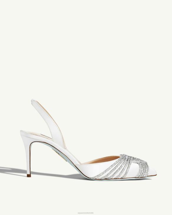 Aquazzura Gatsby Sling Satin 75 WHITE 8TLF238