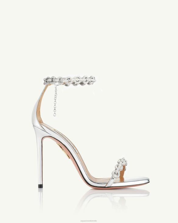 Aquazzura Love Link Sandal 105 SILVER 8TLF117