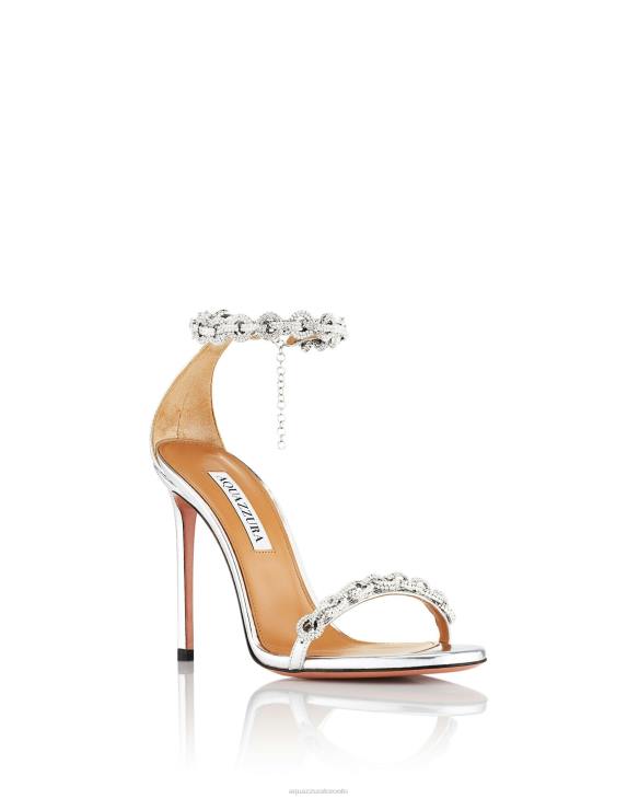 Aquazzura Love Link Sandal 105 SILVER 8TLF117