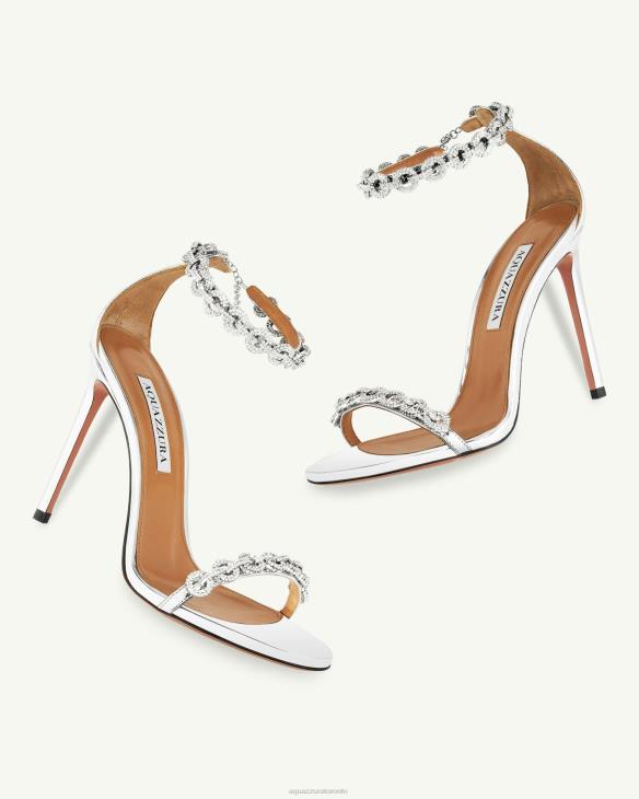 Aquazzura Love Link Sandal 105 SILVER 8TLF117