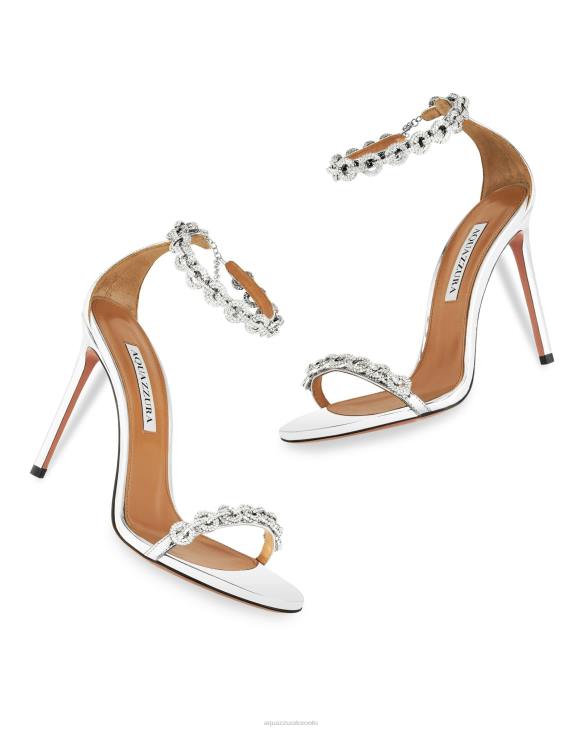 Aquazzura Love Link Sandal 105 SILVER 8TLF117