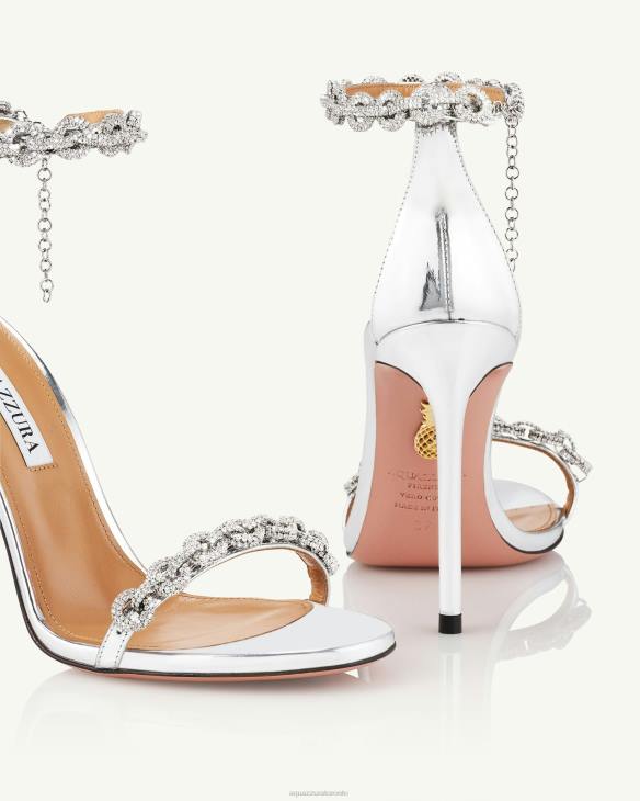 Aquazzura Love Link Sandal 105 SILVER 8TLF117