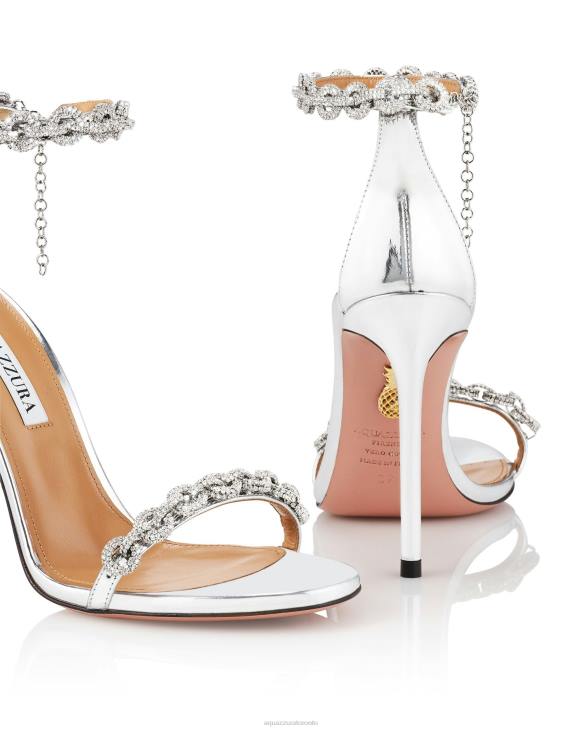 Aquazzura Love Link Sandal 105 SILVER 8TLF117