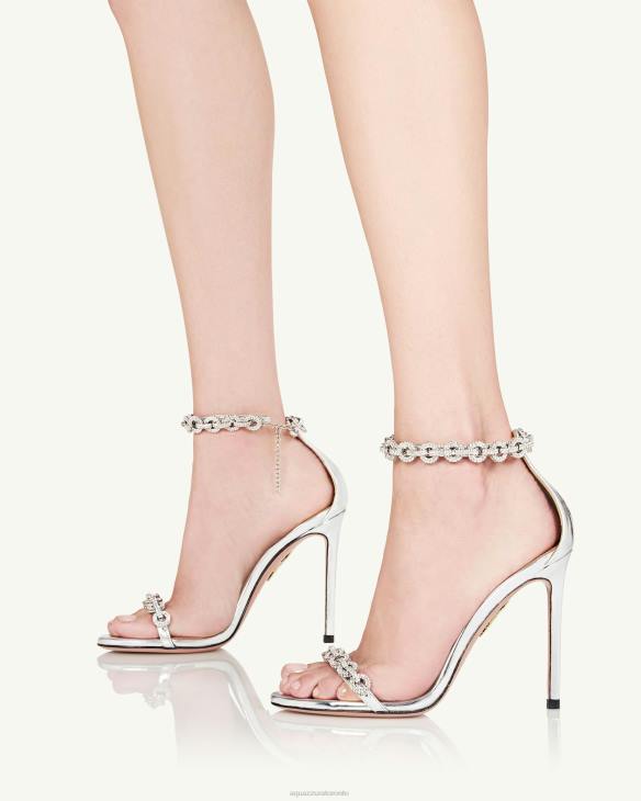 Aquazzura Love Link Sandal 105 SILVER 8TLF117