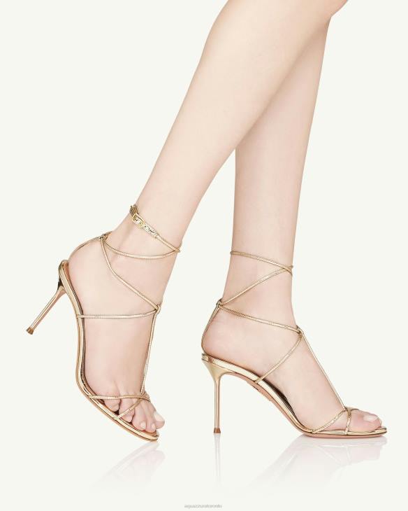 Aquazzura Roman Romance Sandal 85 GOLD 8TLF107