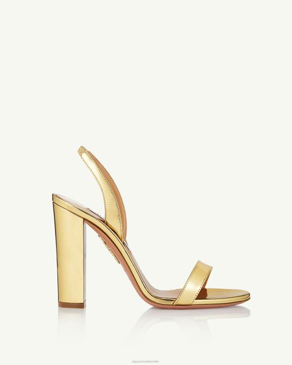 Aquazzura So Nude Block Sandal 105 GOLD 8TLF69