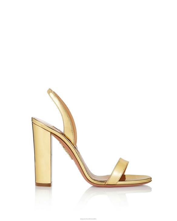 Aquazzura So Nude Block Sandal 105 GOLD 8TLF69