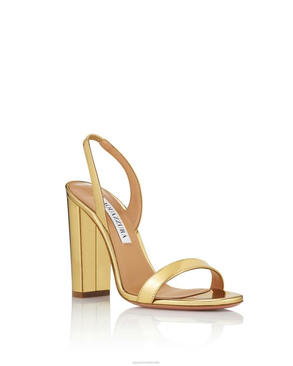 Aquazzura So Nude Block Sandal 105 GOLD 8TLF69