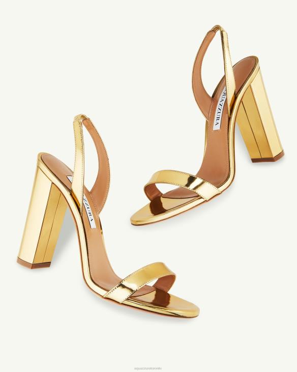 Aquazzura So Nude Block Sandal 105 GOLD 8TLF69