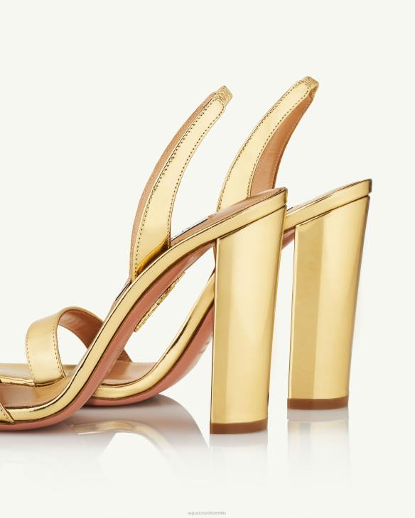 Aquazzura So Nude Block Sandal 105 GOLD 8TLF69