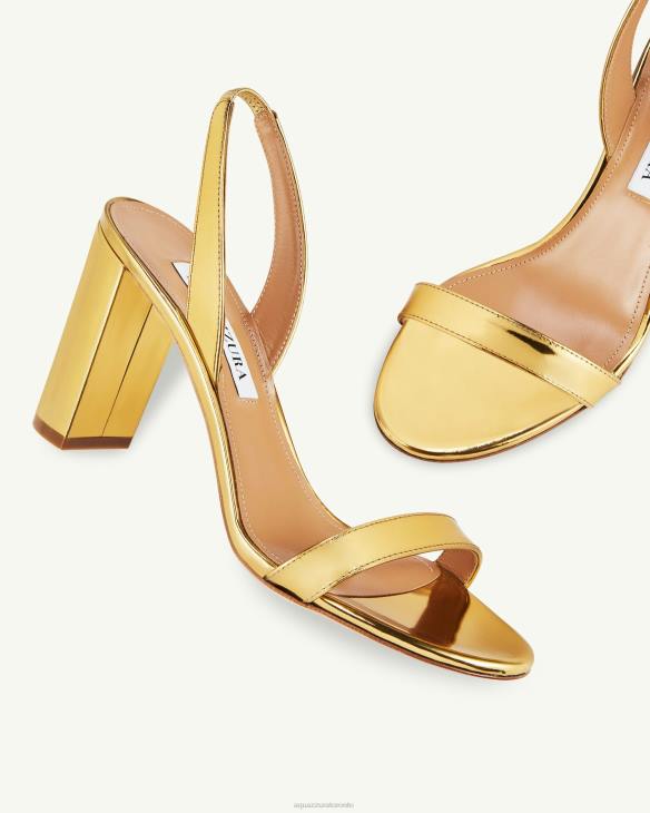 Aquazzura So Nude Block Sandal 85 GOLD 8TLF136