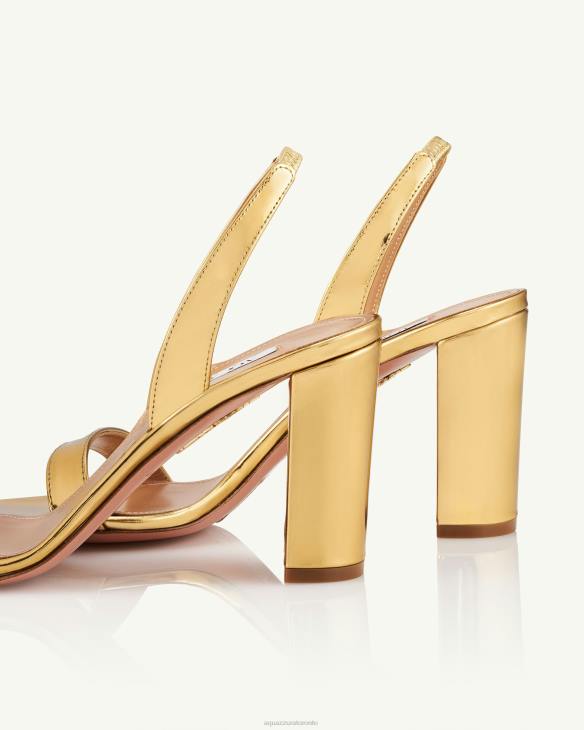 Aquazzura So Nude Block Sandal 85 GOLD 8TLF136