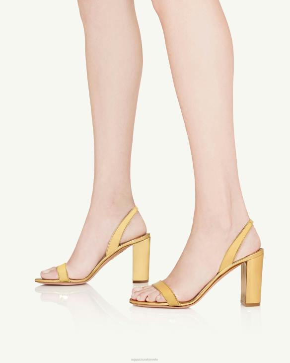 Aquazzura So Nude Block Sandal 85 GOLD 8TLF136