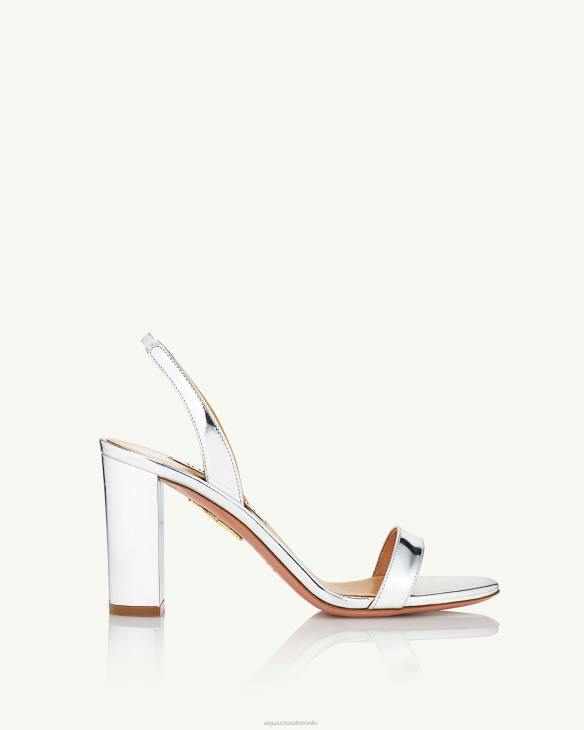 Aquazzura So Nude Block Sandal 85 SILVER 8TLF153