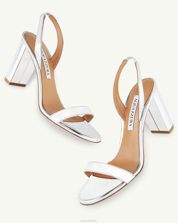 Aquazzura So Nude Block Sandal 85 SILVER 8TLF153