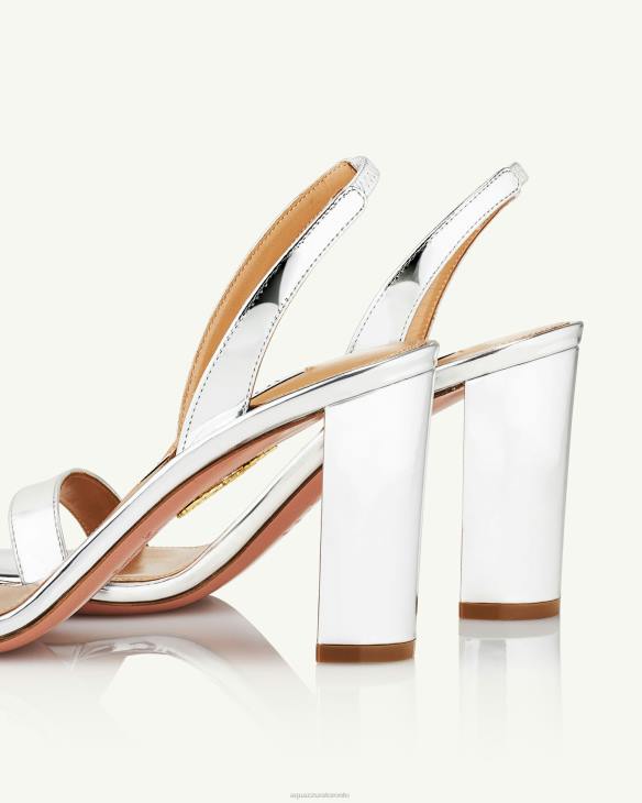 Aquazzura So Nude Block Sandal 85 SILVER 8TLF153