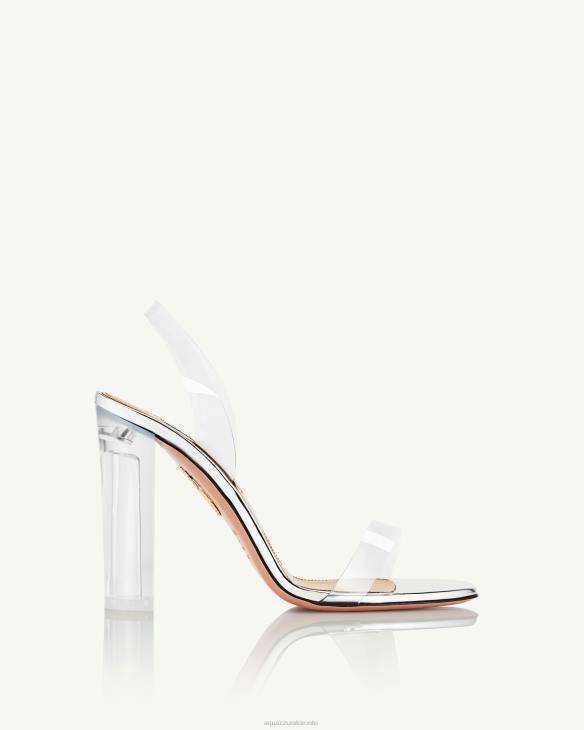 Aquazzura So Nude Plexi Block Sandal 105 SILVER 8TLF116