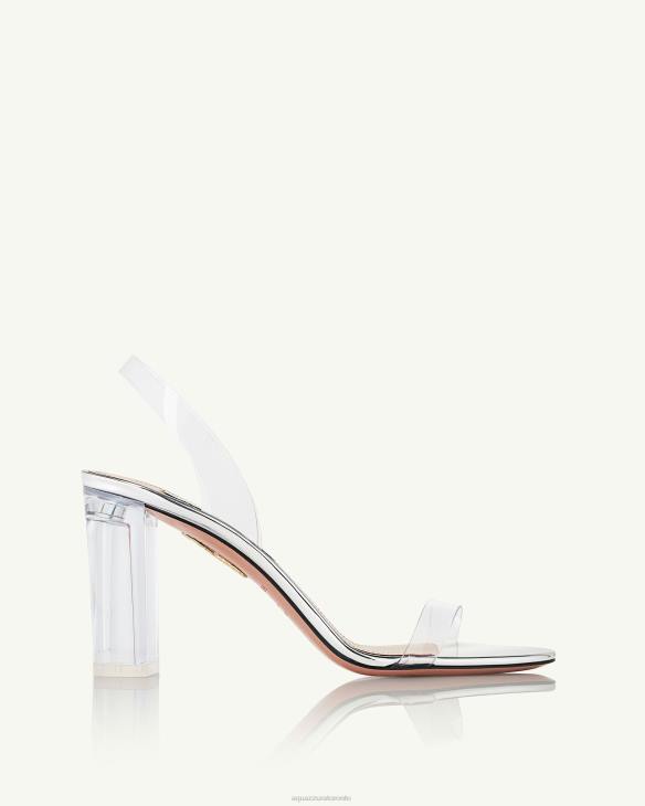 Aquazzura So Nude Plexi Block Sandal 85 SILVER 8TLF115