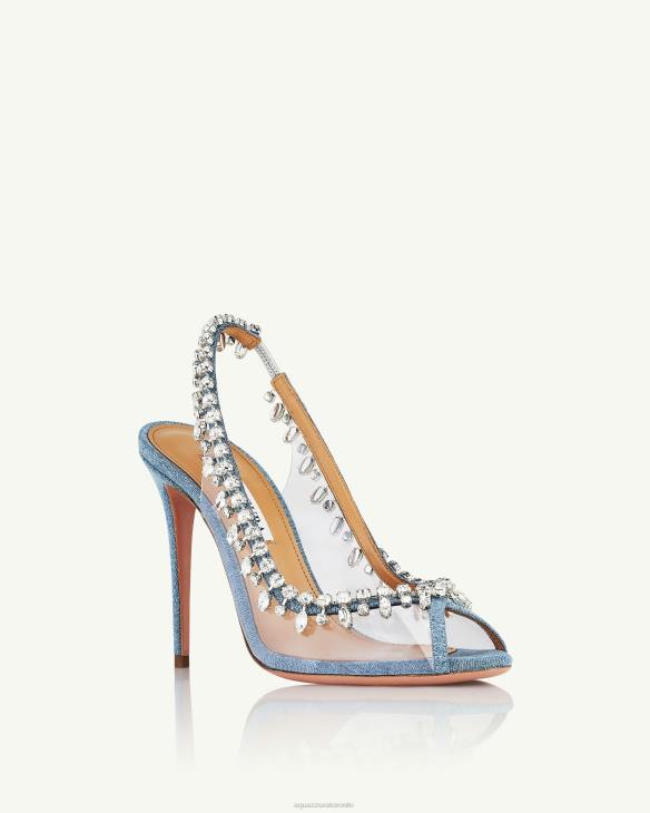 Aquazzura Temptation Crystal Sandal 105 BLUE 8TLF25