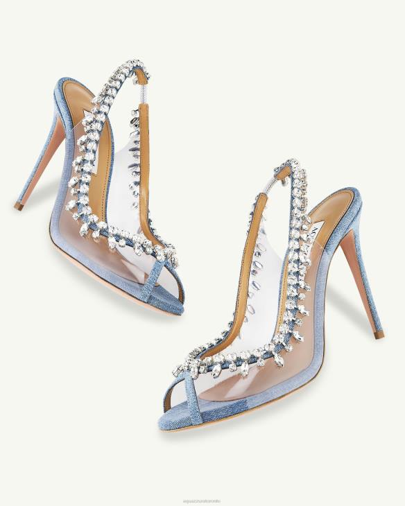 Aquazzura Temptation Crystal Sandal 105 BLUE 8TLF25