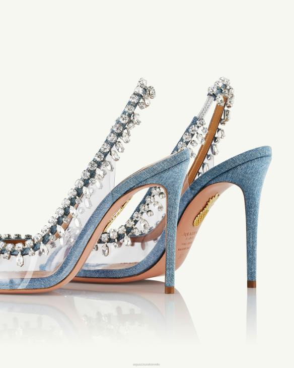 Aquazzura Temptation Crystal Sandal 105 BLUE 8TLF25