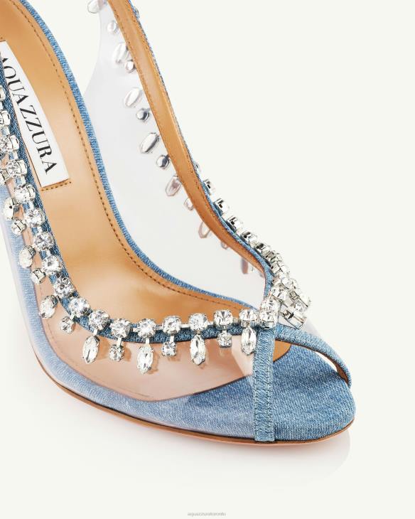 Aquazzura Temptation Crystal Sandal 105 BLUE 8TLF25