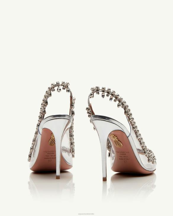 Aquazzura Temptation Crystal Sandal 105 SILVER 8TLF132