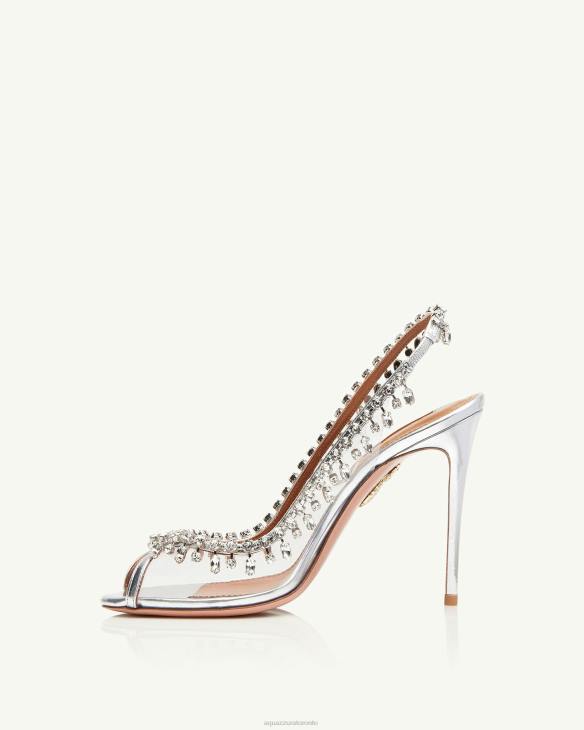 Aquazzura Temptation Crystal Sandal 105 SILVER 8TLF132