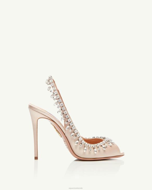 Aquazzura Temptation Crystal Satin Sandal 105 PINK 8TLF155