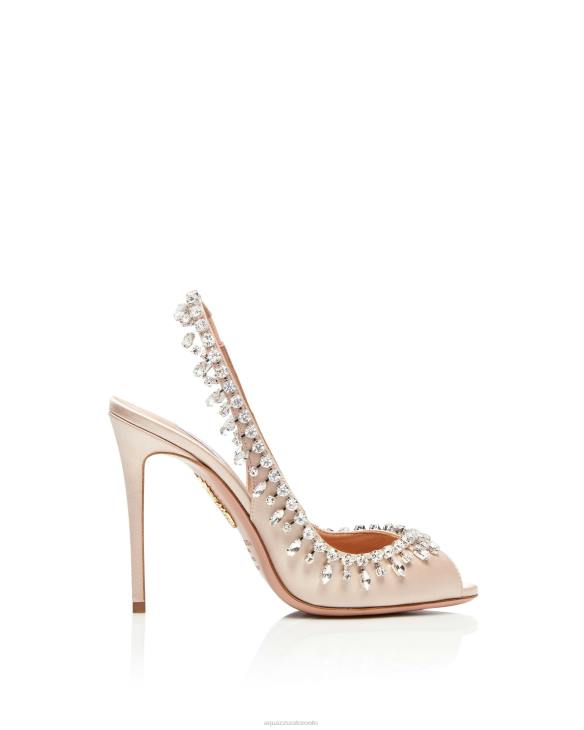 Aquazzura Temptation Crystal Satin Sandal 105 PINK 8TLF155