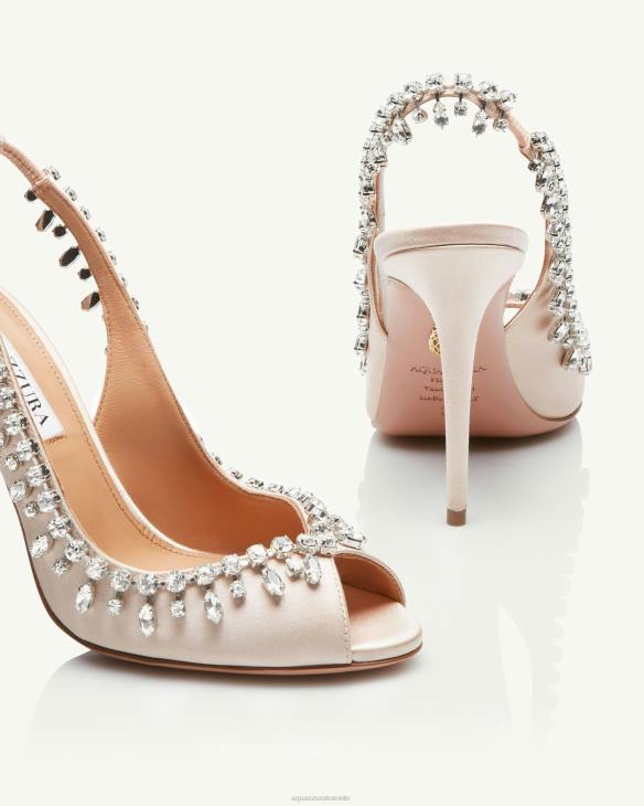 Aquazzura Temptation Crystal Satin Sandal 105 PINK 8TLF155