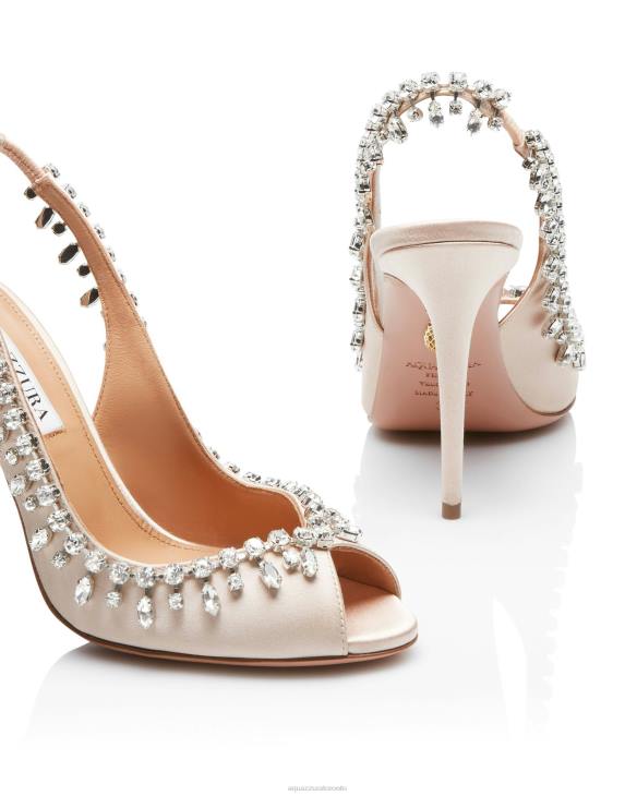 Aquazzura Temptation Crystal Satin Sandal 105 PINK 8TLF155