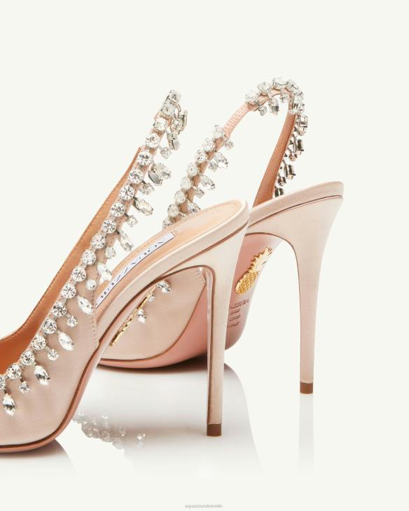 Aquazzura Temptation Crystal Satin Sandal 105 PINK 8TLF155